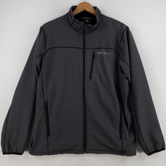 Eddie Bauer Jacket Men's Medium Gray Windfoil Elite Jacket Lined Furry Fleece - Picture 1 of 14